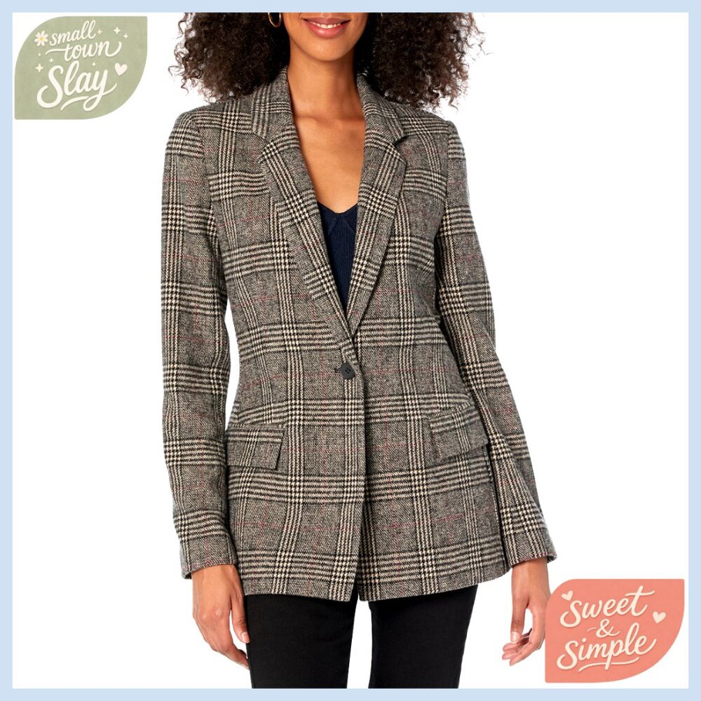 Long Blazer Regular Fit Polyester Wool Blend Notc… - image 1